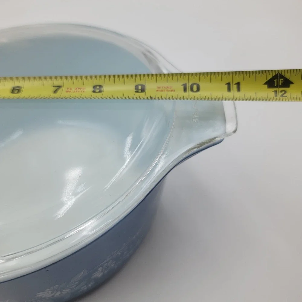 Vintage Pyrex Colonial Mist 475-B Blue Floral Casserole Dish with Lid 2.5 Qt